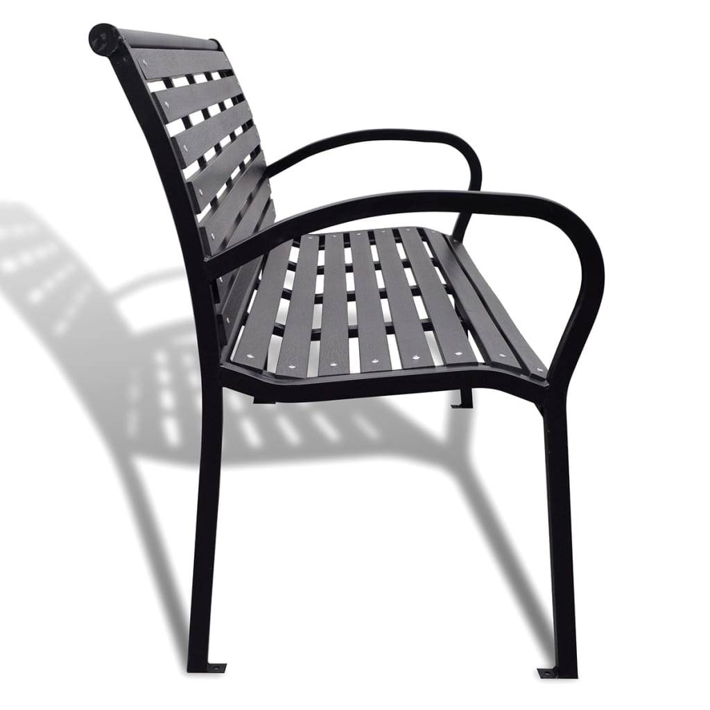 vidaXL Gartenbank 125 cm Stahl und WPC Schwarz-3