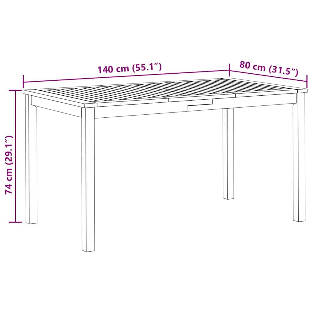 Gartentisch 140x80x74 cm Massivholz Akazie-4
