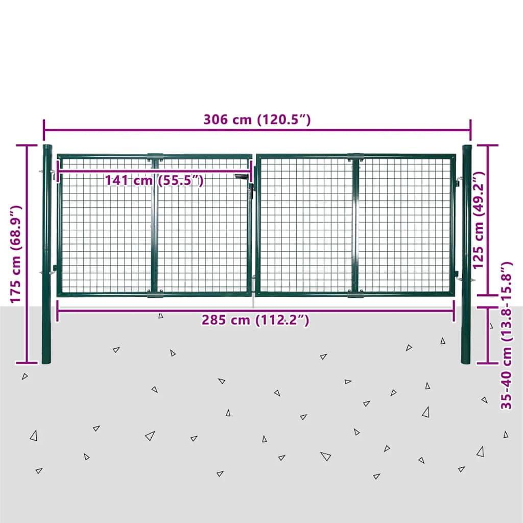 vidaXL Zauntor Stahl 300x125 cm Grün-4