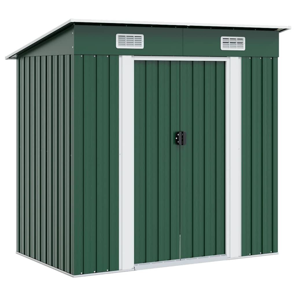 vidaXL Gartenschuppen Grün Metall-0