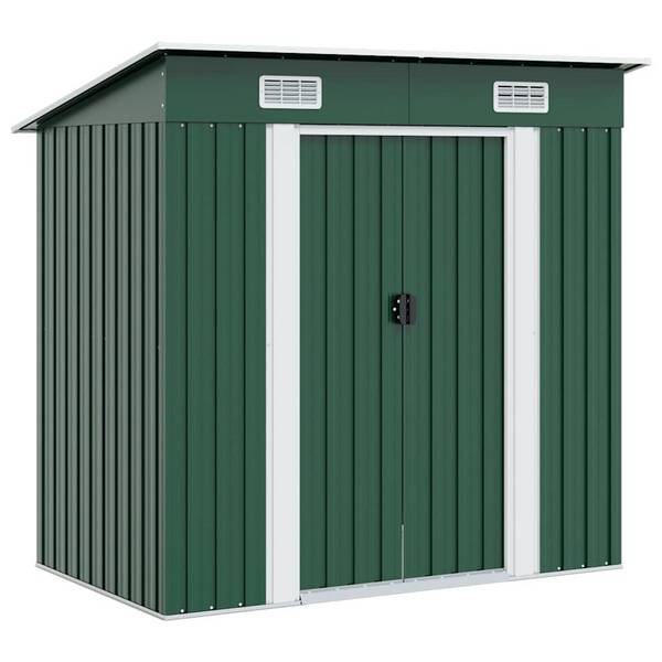 vidaXL Gartenschuppen Grün Metall