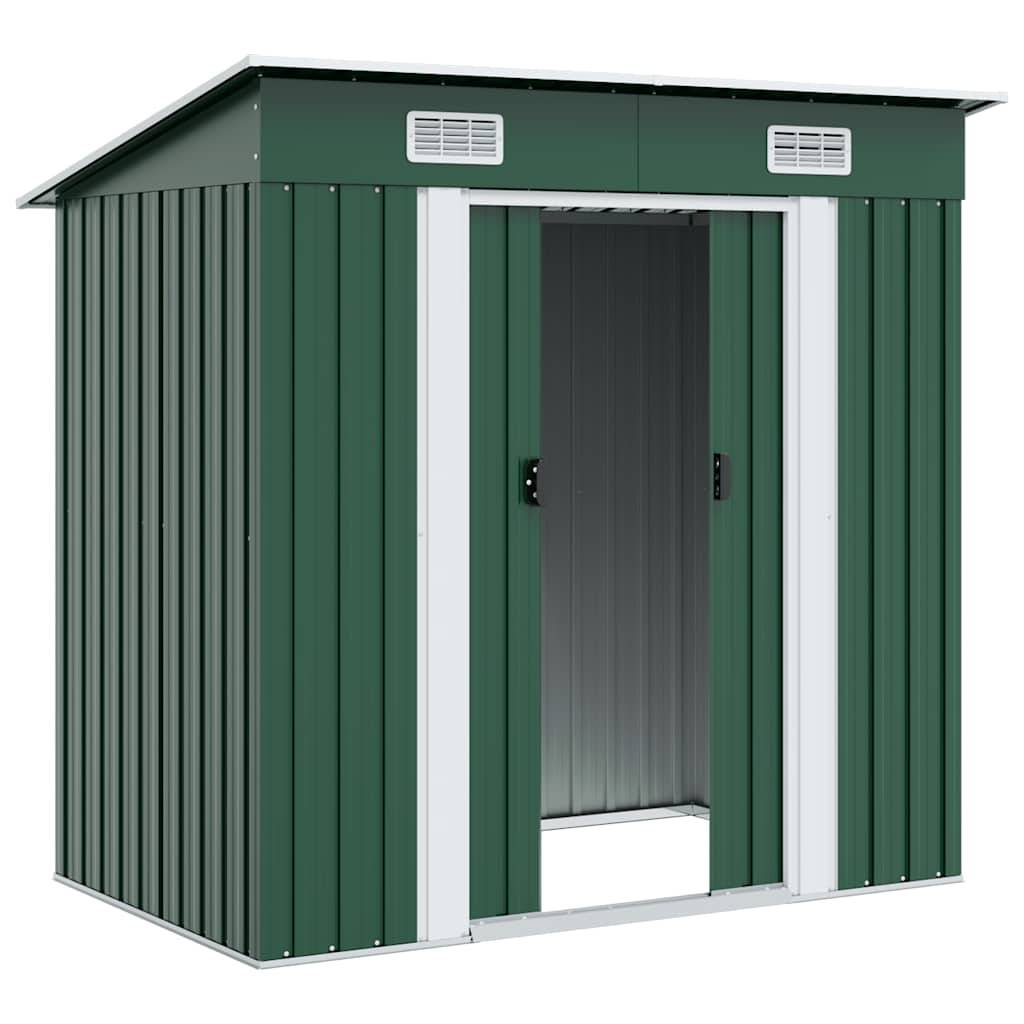 vidaXL Gartenschuppen Grün Metall-3