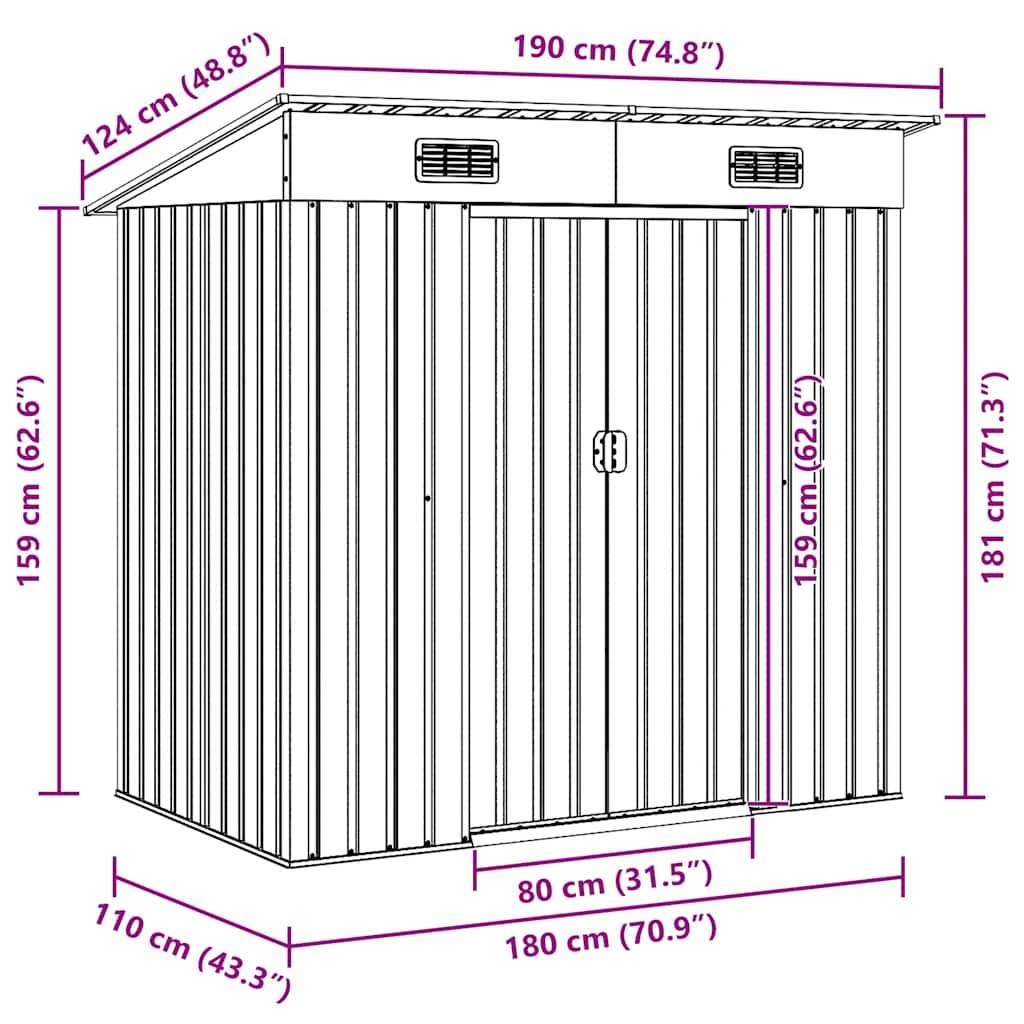 vidaXL Gartenschuppen Grün Metall-4