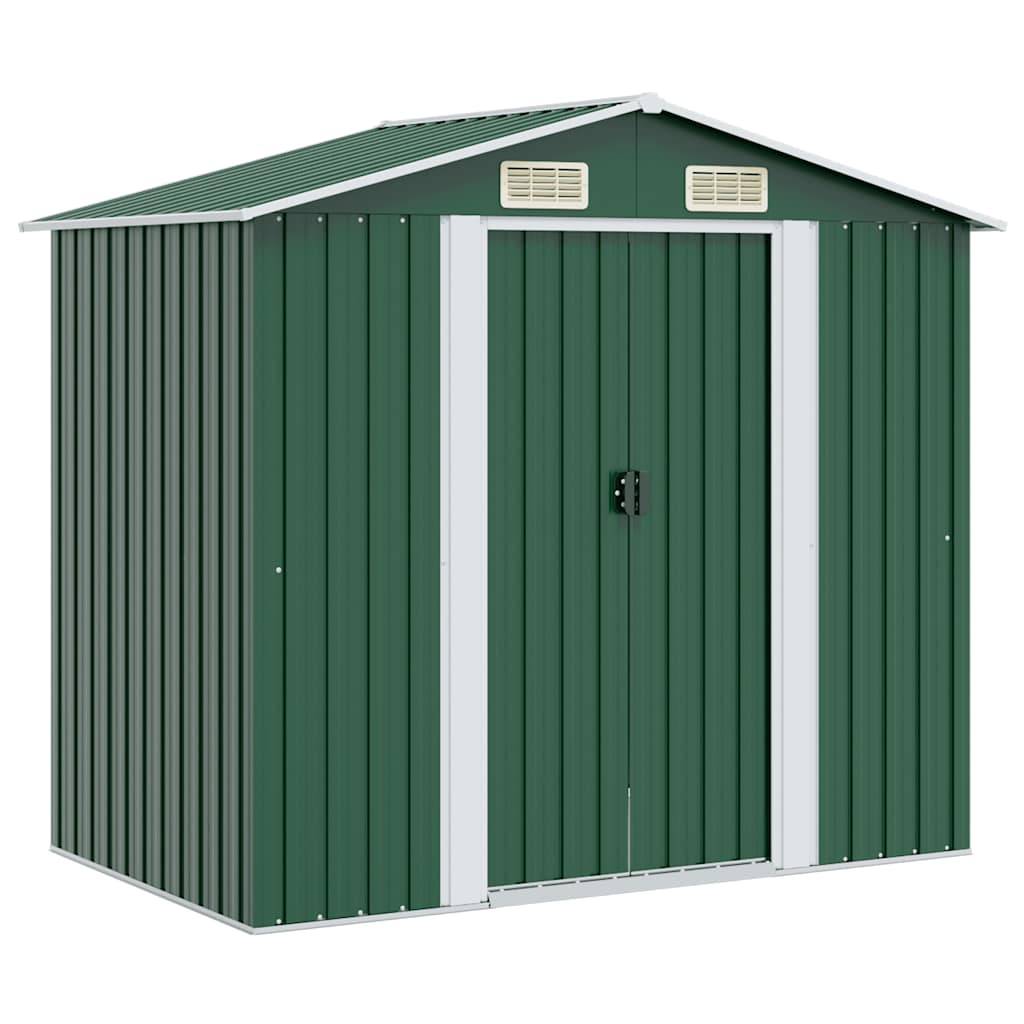 vidaXL Gartenschuppen Grün Metall 204 x 132 x 186 cm-0