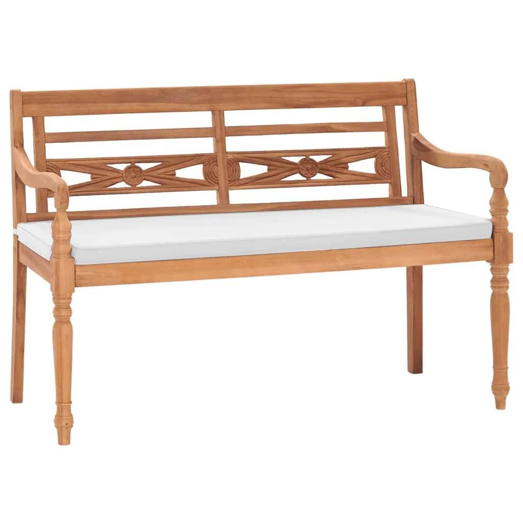 vidaXL Batavia Gartenbank mit Polstern 120 cm Teak-0
