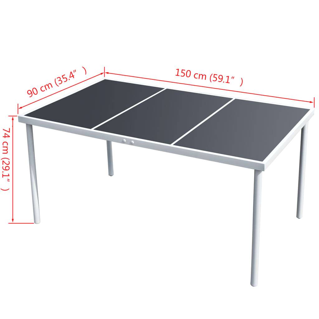 vidaXL Gartentisch 150x90x74 cm Schwarz Stahl-3