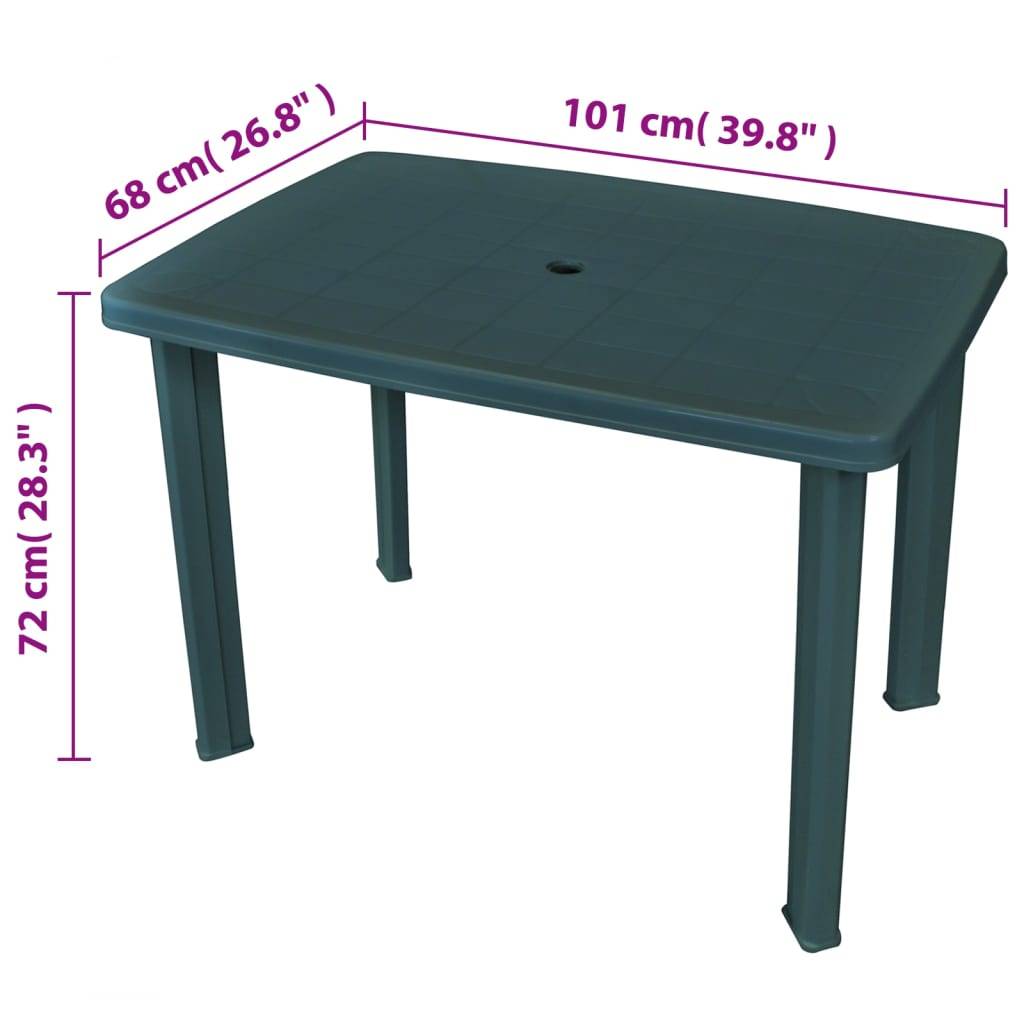 vidaXL Gartentisch Grün 101 x 68 x 72 cm Kunststoff-4