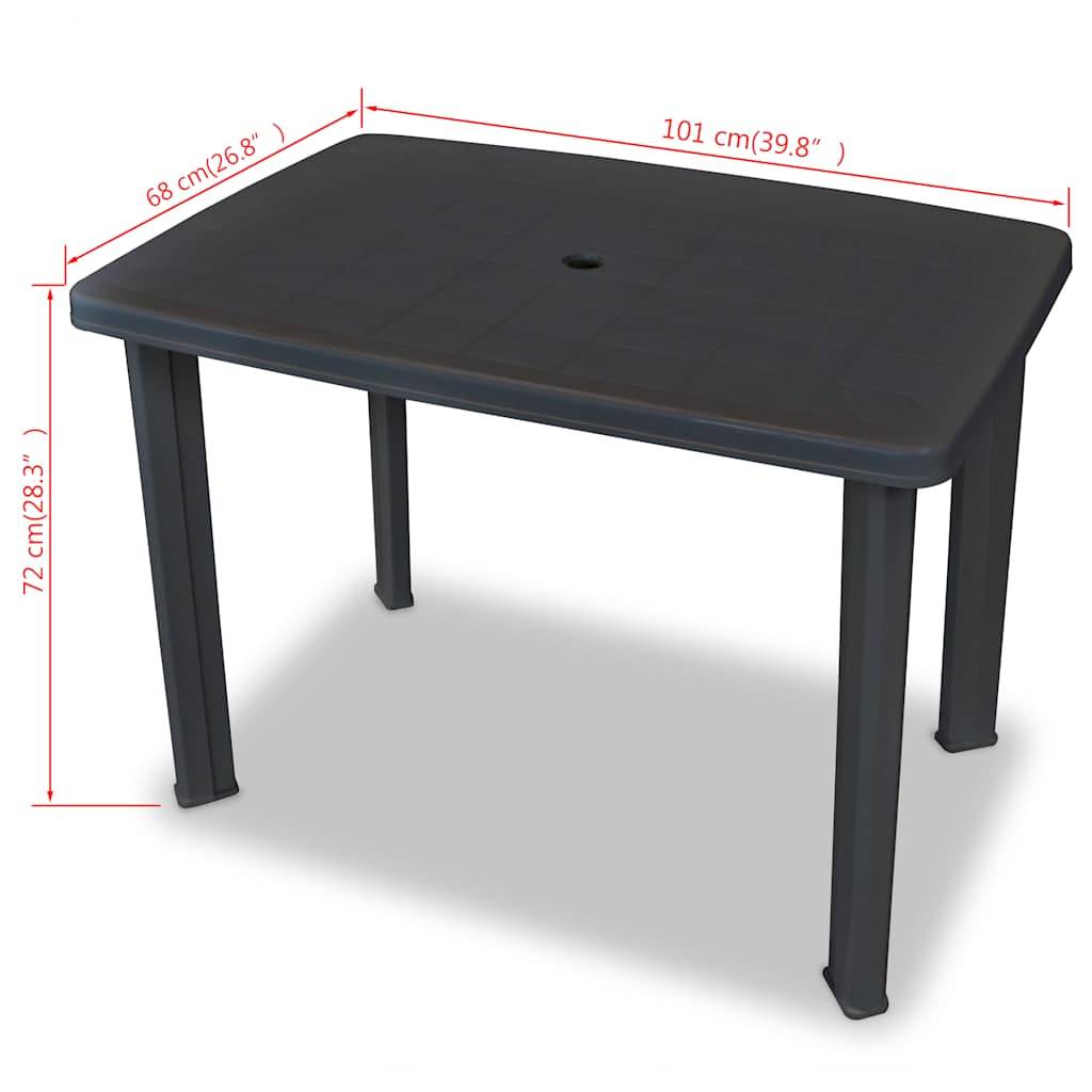 vidaXL Gartentisch Anthrazit 101x68x72 cm Kunststoff-3