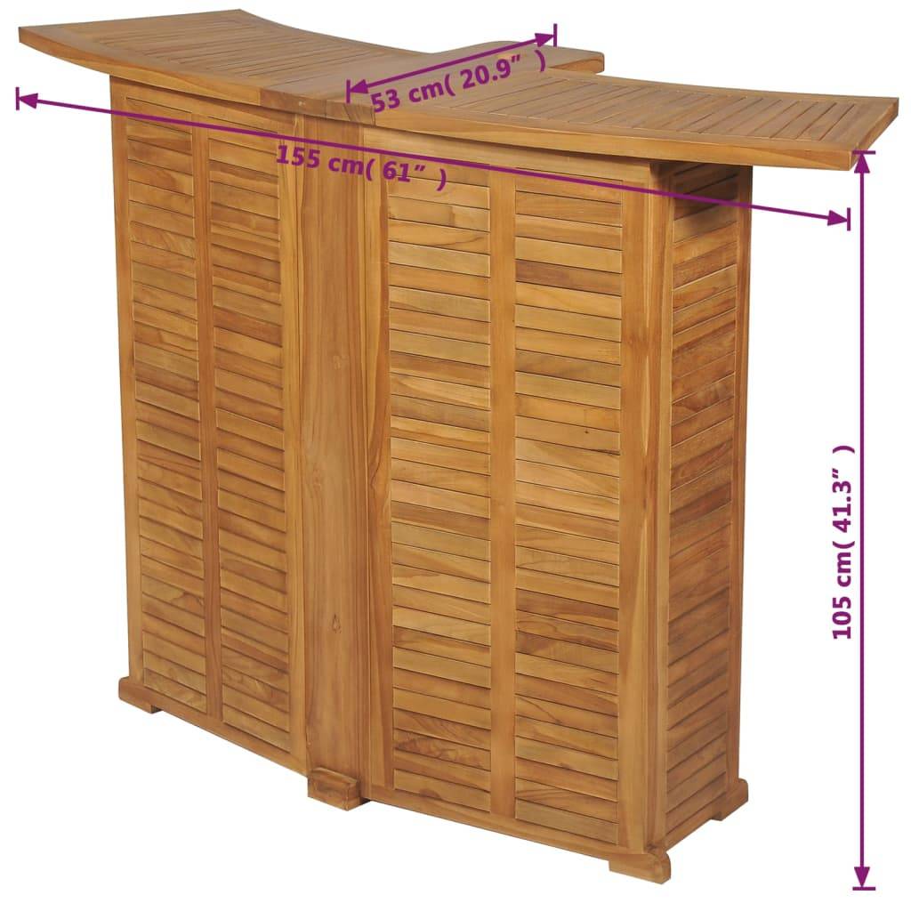 vidaXL Klappbarer Bartisch 155x53x105 cm Teak Massiv-4