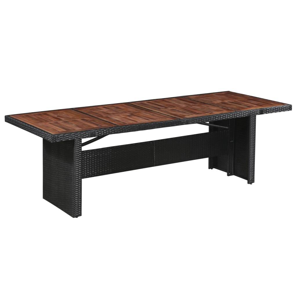 vidaXL Gartentisch 240x90x74 cm Poly Rattan und Massivholz Akazie-0