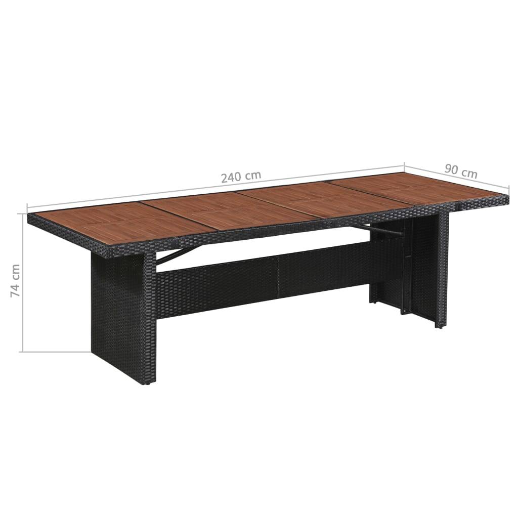 vidaXL Gartentisch 240x90x74 cm Poly Rattan und Massivholz Akazie-3