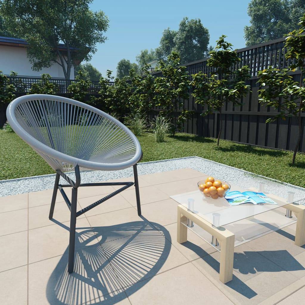 vidaXL Garten-Mondstuhl Poly-Rattan Grau-1