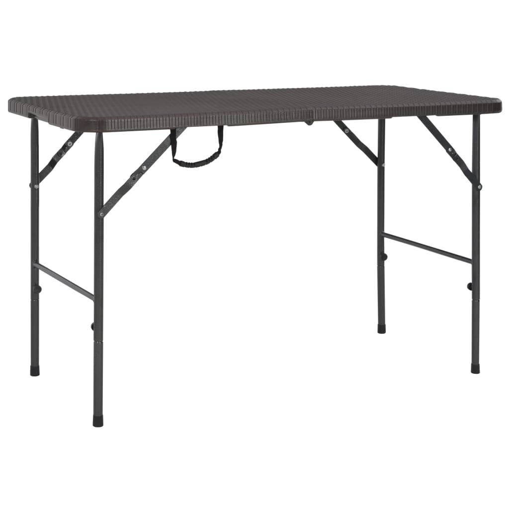 vidaXL Gartentisch Klappbar Braun 120x60x74 cm HDPE Rattan-Optik-0