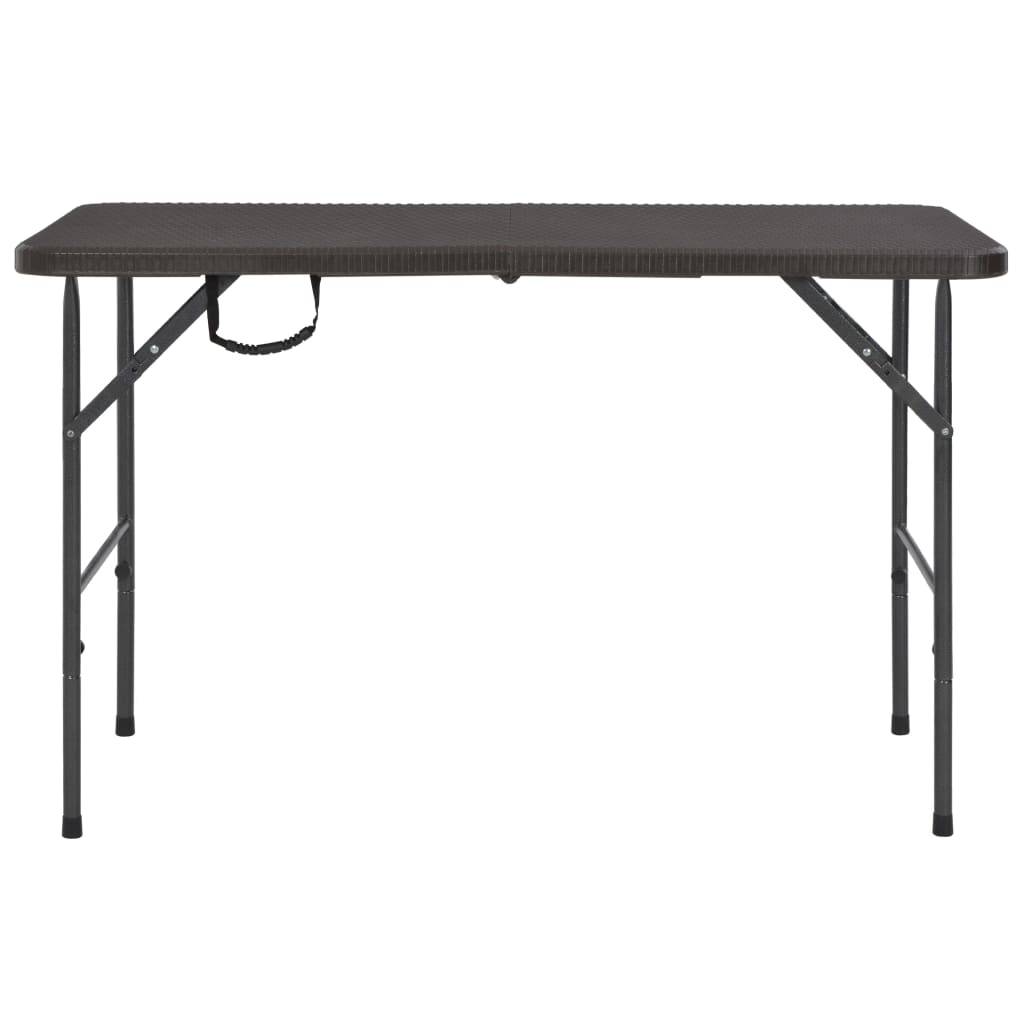 vidaXL Gartentisch Klappbar Braun 120x60x74 cm HDPE Rattan-Optik-1