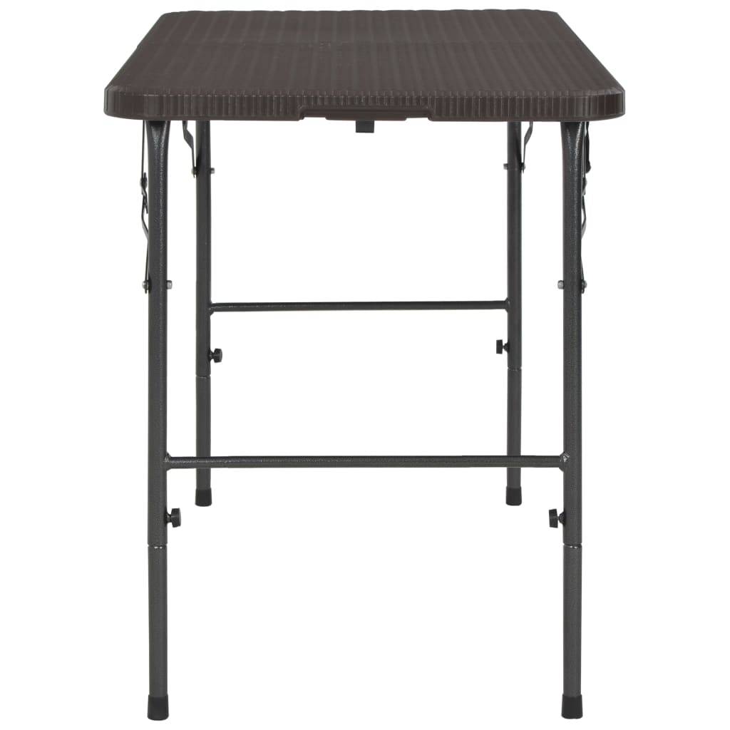 vidaXL Gartentisch Klappbar Braun 120x60x74 cm HDPE Rattan-Optik-2