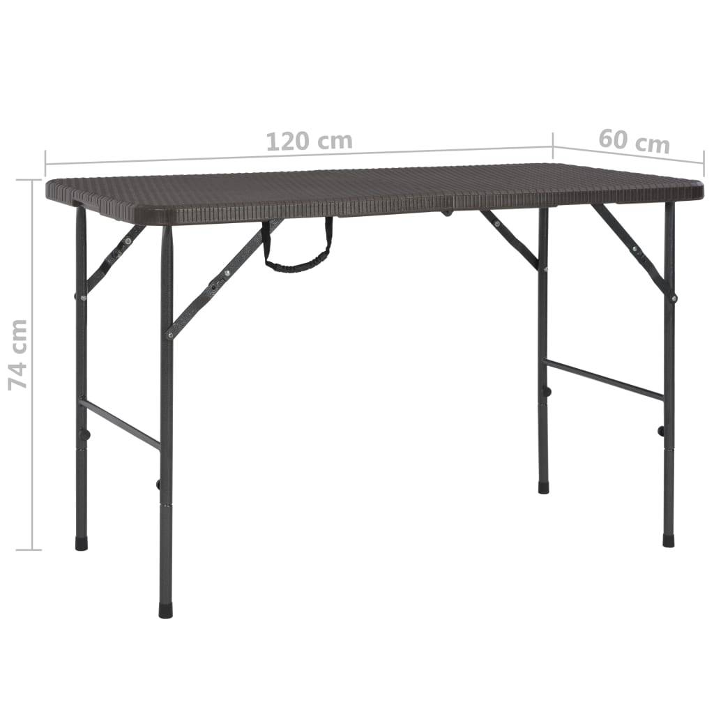 vidaXL Gartentisch Klappbar Braun 120x60x74 cm HDPE Rattan-Optik-4