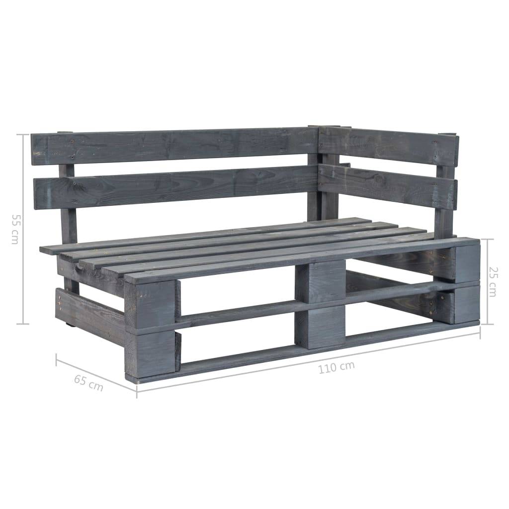 vidaXL Outdoor-Eckbank Paletten Holz Grau-4