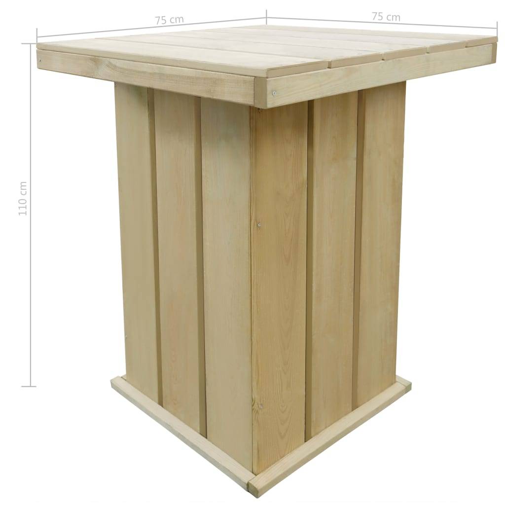 vidaXL Bartisch 75x75x110 cm Kiefernholz Imprägniert-2