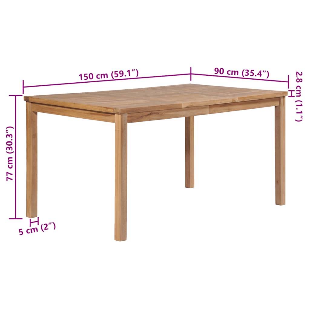 vidaXL Gartentisch 150x90x77 cm Massivholz Teak-4