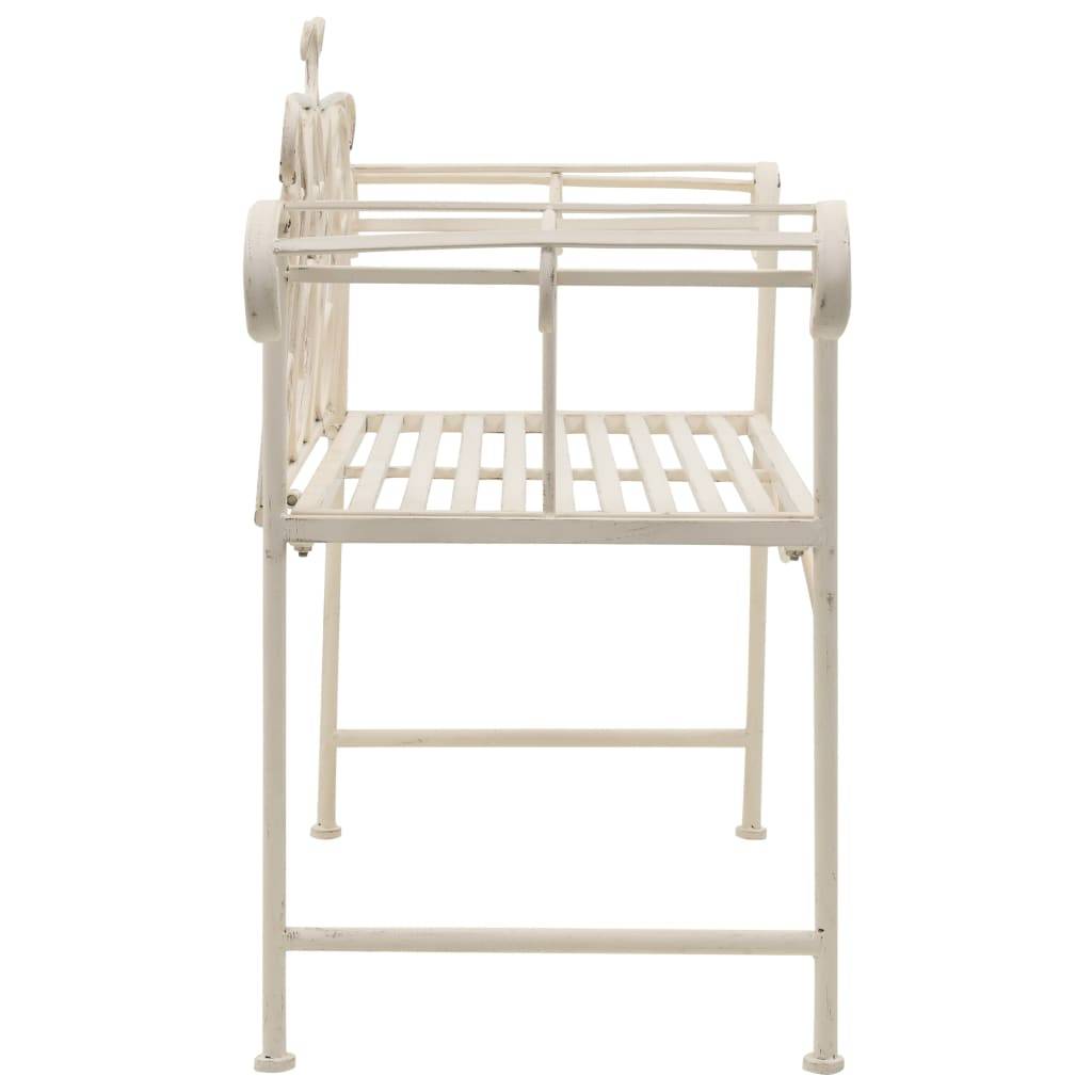 vidaXL Gartenbank 132 cm Metall Antik Weiß-2