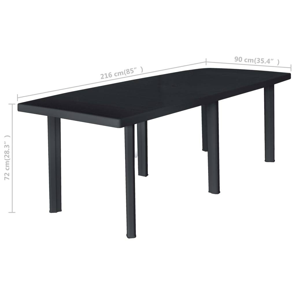 vidaXL Gartentisch Anthrazit 216x90x72 cm Kunststoff-4