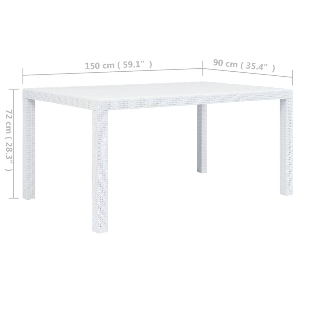 vidaXL Gartentisch Weiß 150x90x72 cm Kunststoff Rattan-Optik-4