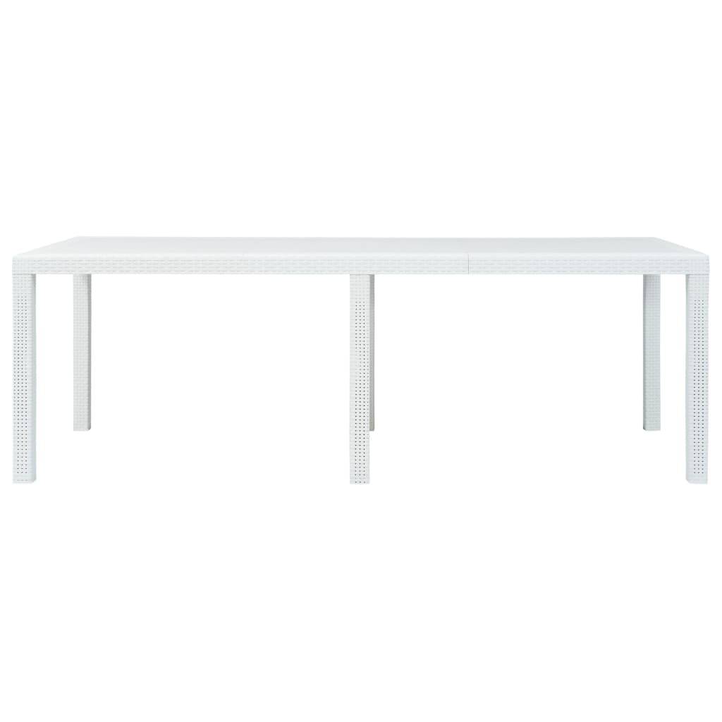 vidaXL Gartentisch Weiß 220x90x72 cm Kunststoff Rattan-Optik-1