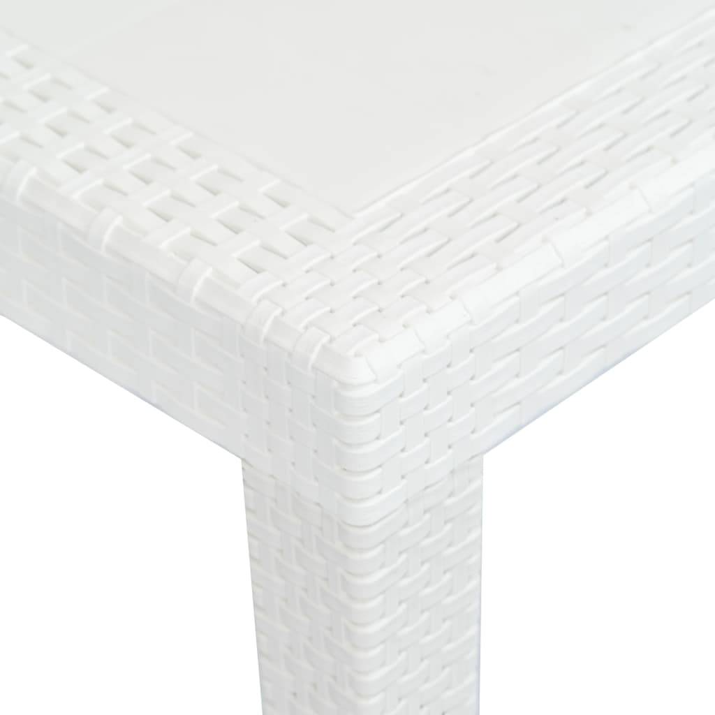 vidaXL Gartentisch Weiß 220x90x72 cm Kunststoff Rattan-Optik-2