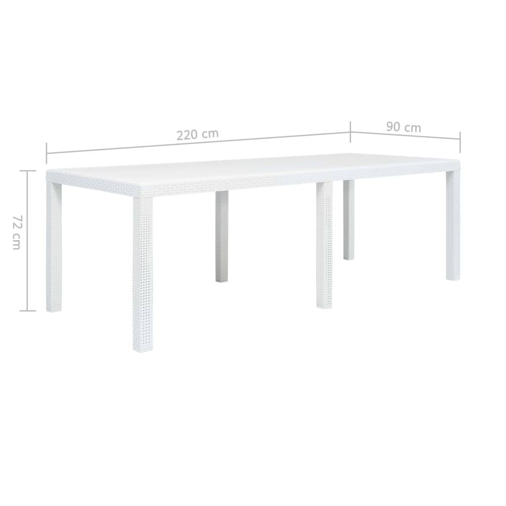 vidaXL Gartentisch Weiß 220x90x72 cm Kunststoff Rattan-Optik-4