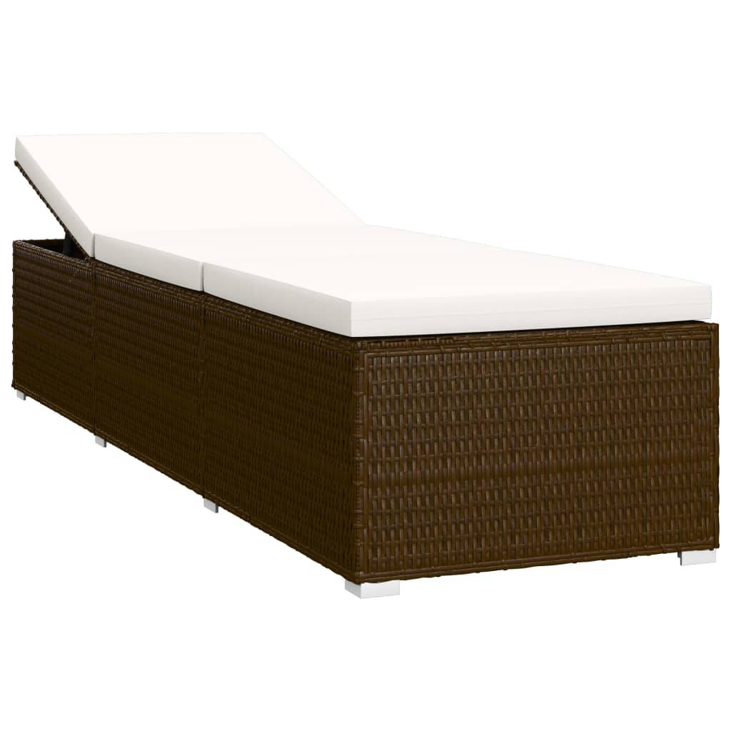 vidaXL 3-tlg. Garten-Sonnenliegen mit Teetisch Poly Rattan Braun-4