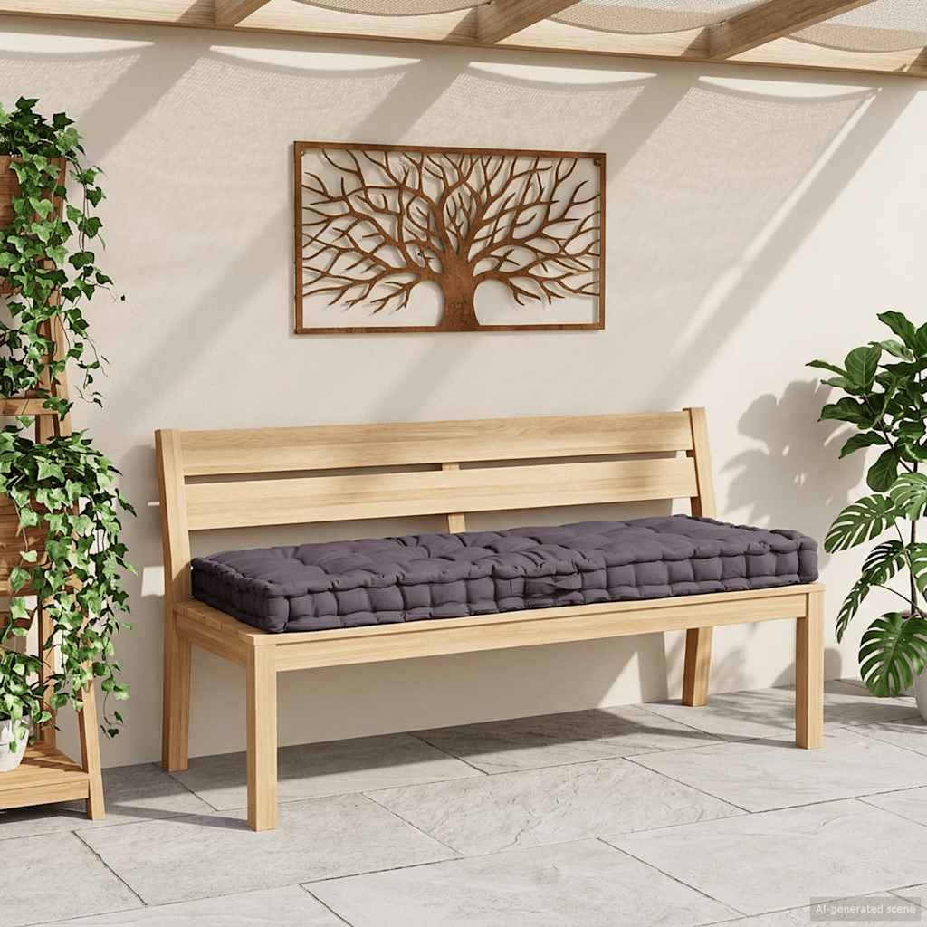 vidaXL Palettenkissen Baumwolle 120×80×10 cm Anthrazit-2