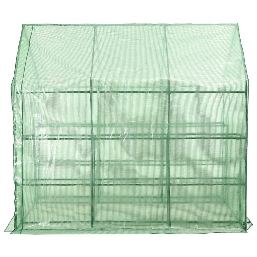 vidaXL Begehbares Gewächshaus mit 12 Regalen Stahl 143 x 214 x 196 cm-1
