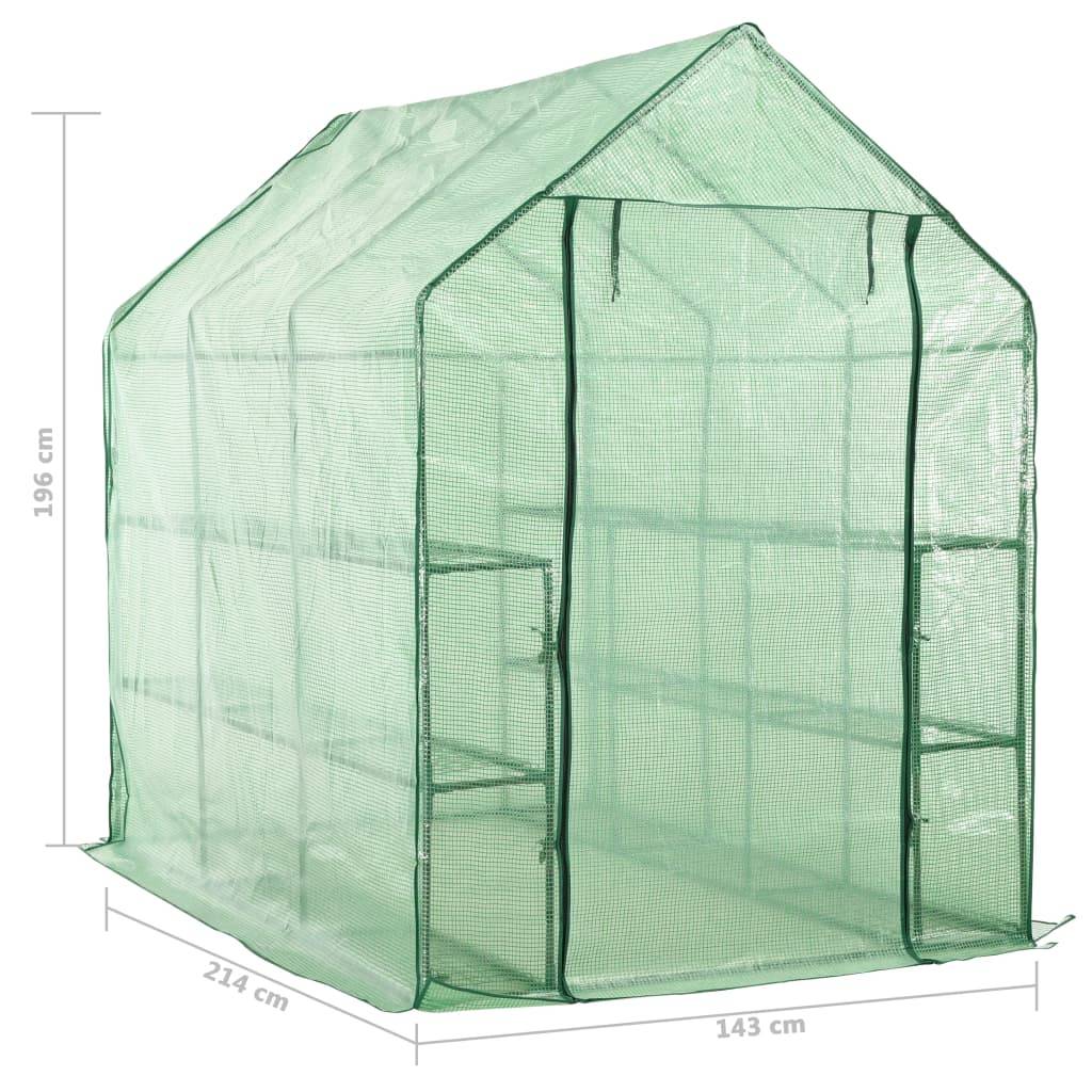vidaXL Begehbares Gewächshaus mit 12 Regalen Stahl 143 x 214 x 196 cm-2