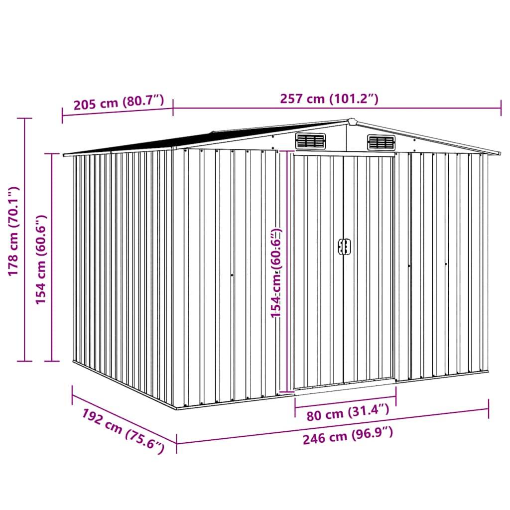 vidaXL Gartenschuppen Grün Metall 257 x 205 x 178 cm-1