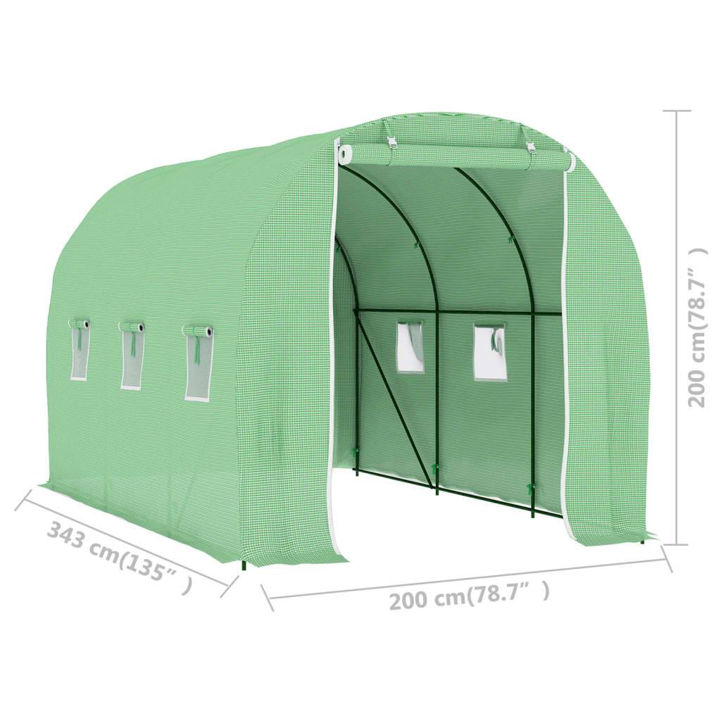 vidaXL Gewächshaus 6,86 m² 3,43x2x2 m-4