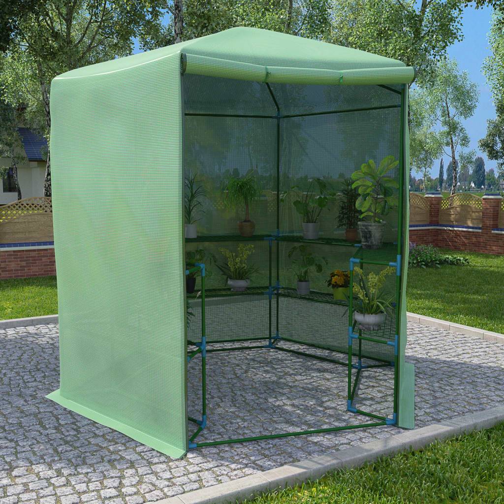 vidaXL Gewächshaus mit Ablagen Stahl 227x223 cm-1