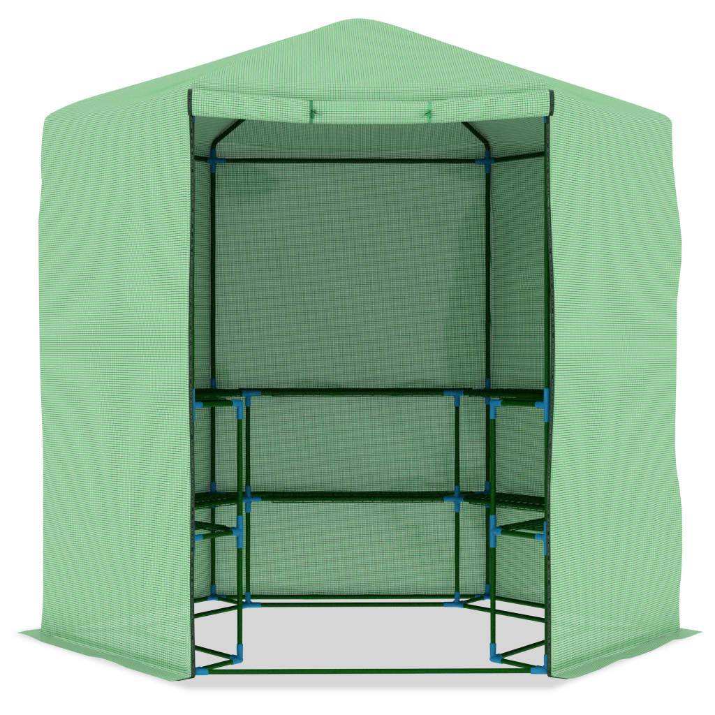 vidaXL Gewächshaus mit Ablagen Stahl 227x223 cm-3