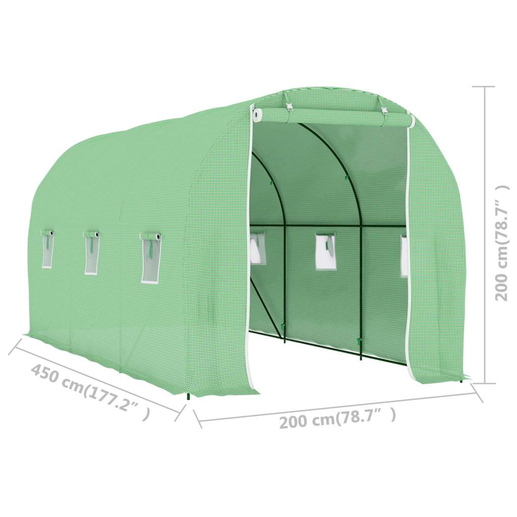 vidaXL Gewächshaus 9 m² 4,5x2x2 m-4
