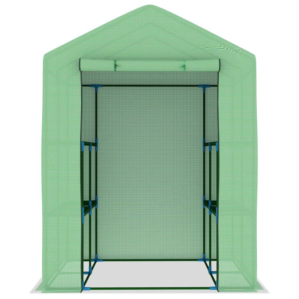 vidaXL Gewächshaus mit Ablagen Stahl 143x143x195 cm-3