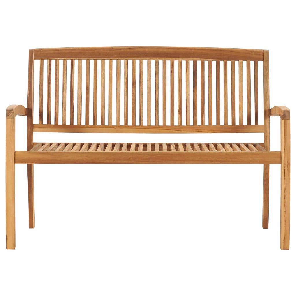 vidaXL Stapelbare Gartenbank mit Auflage 128,5 cm Massivholz Teak-1