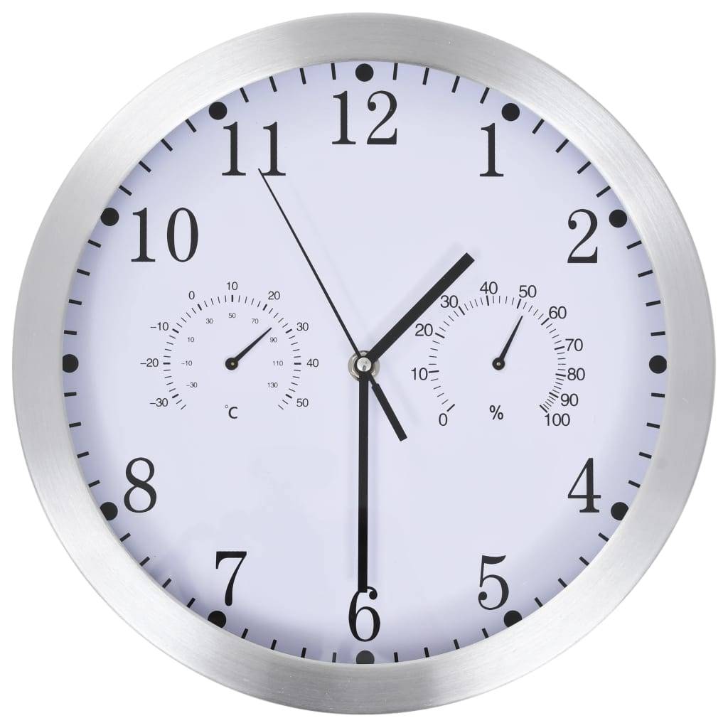 vidaXL Wanduhr mit Quarzwerk, Hygrometer und Thermometer 30 cm Weiß-0