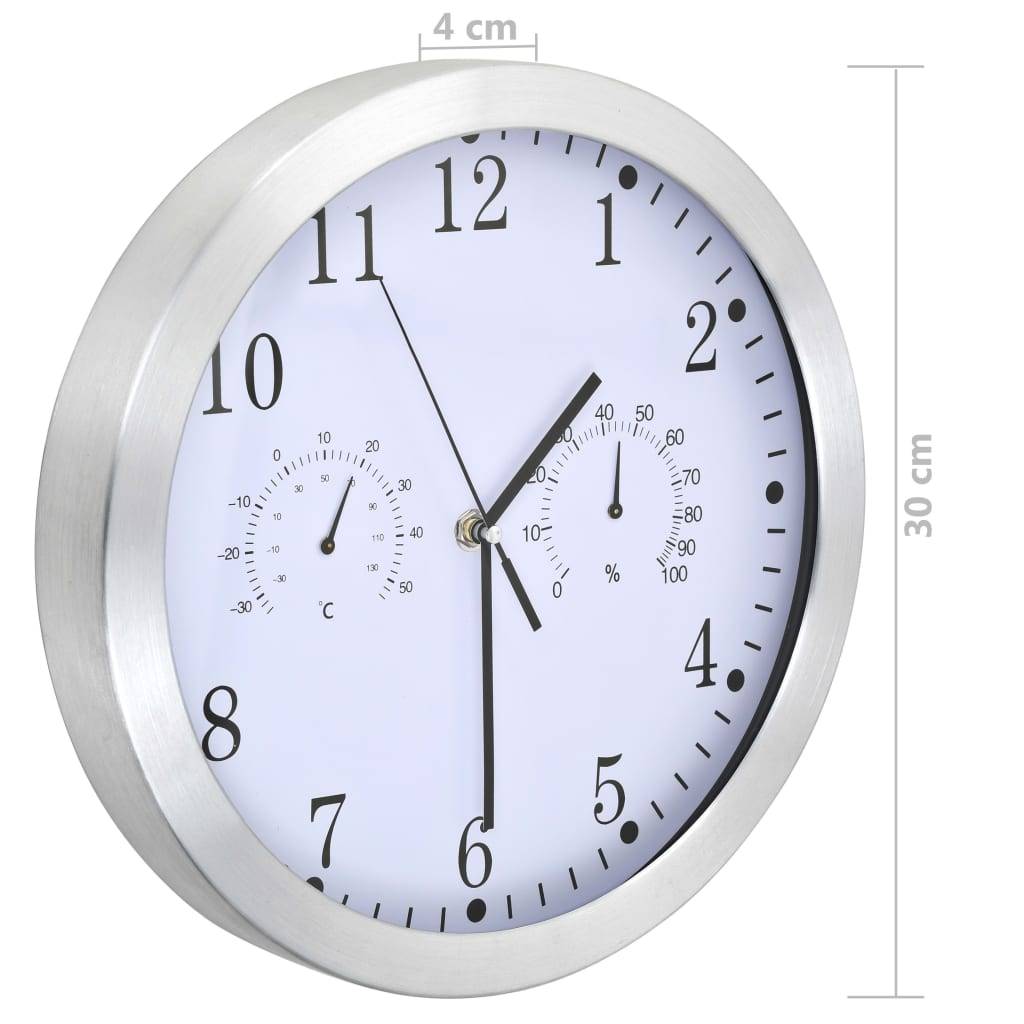 vidaXL Wanduhr mit Quarzwerk, Hygrometer und Thermometer 30 cm Weiß-2