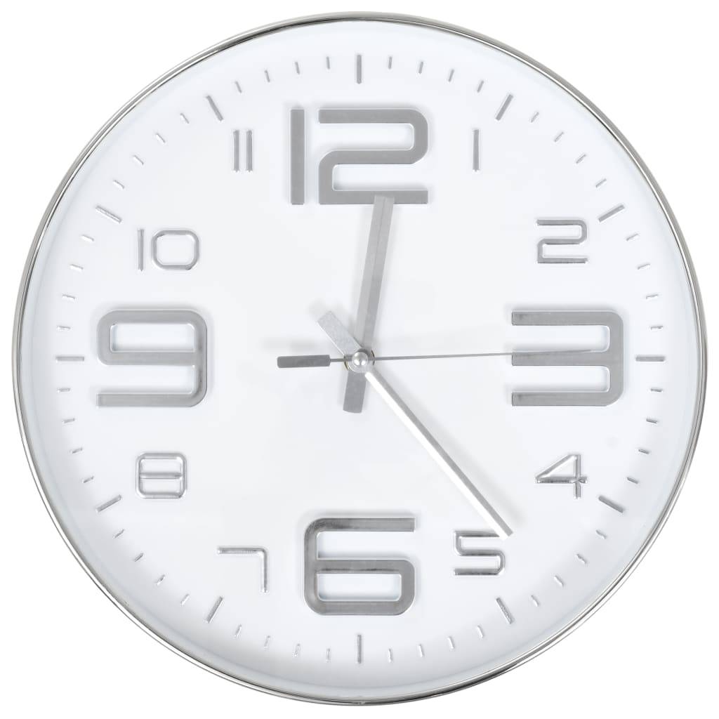 vidaXL Wanduhr 30 cm Silbern-0