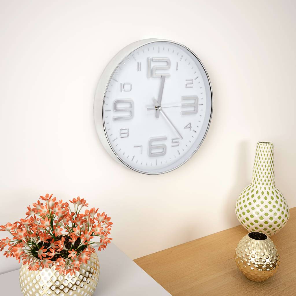 vidaXL Wanduhr 30 cm Silbern-1