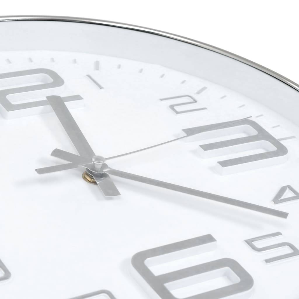 vidaXL Wanduhr 30 cm Silbern-3