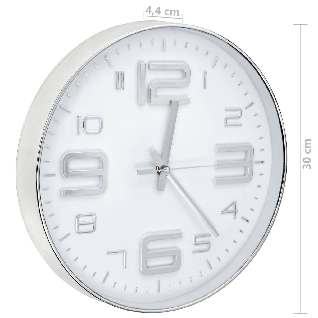 vidaXL Wanduhr 30 cm Silbern-4