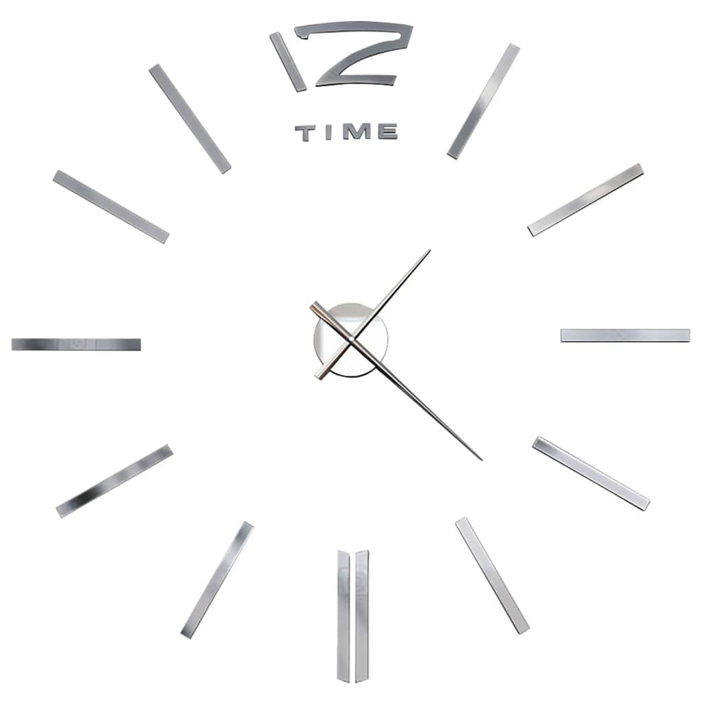 vidaXL 3D-Wanduhr Modernes Design 100 cm XXL Silbern-2
