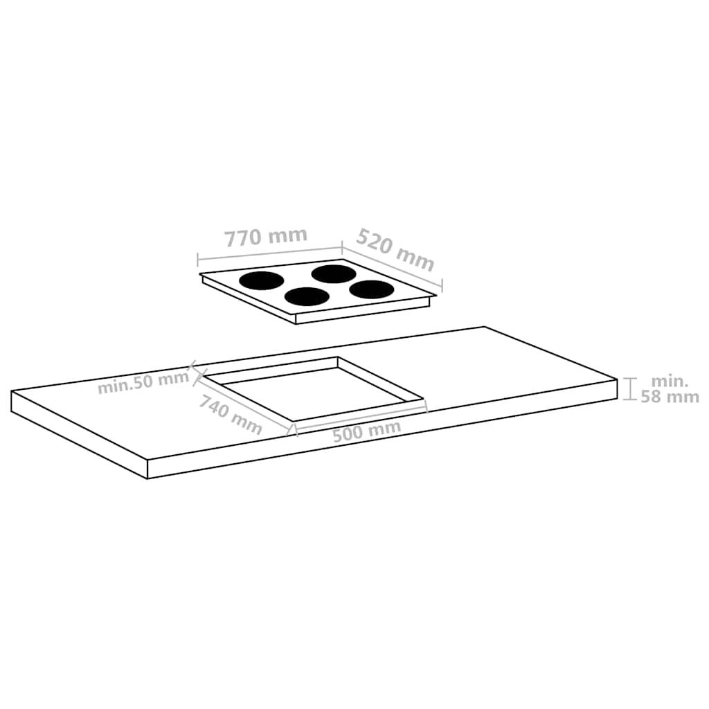 vidaXL Induktionskochfeld mit 4 Platten Touch Control Glas 77cm 7000 W-3