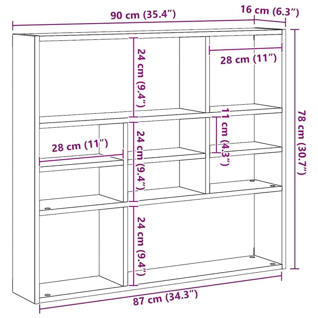 vidaXL Wandregal Weiß 90x16x78 cm Holzwerkstoff-1