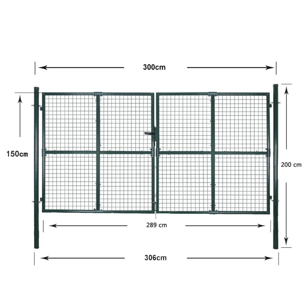 vidaXL Doppeltür-Gartentor 300x150 cm pulverbeschichteter Stahl-3